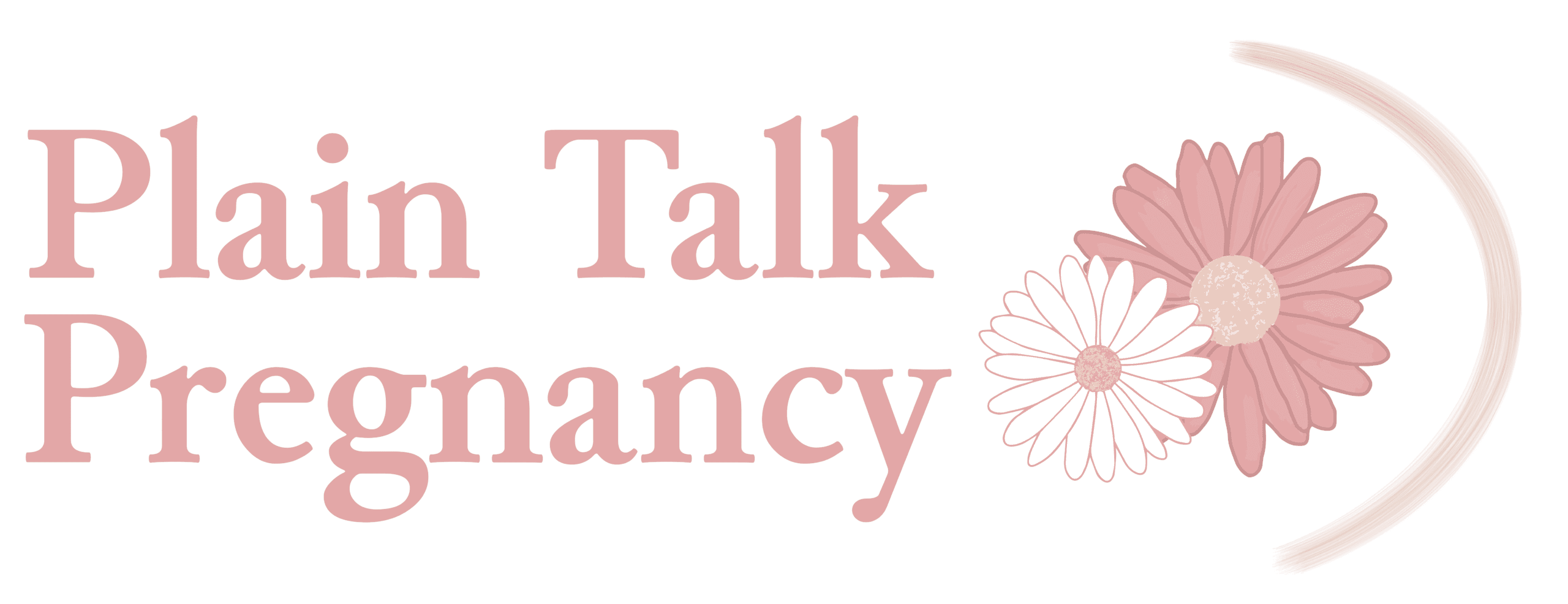 Plain Talk Pregnancy Logo in medium pink with two daisies